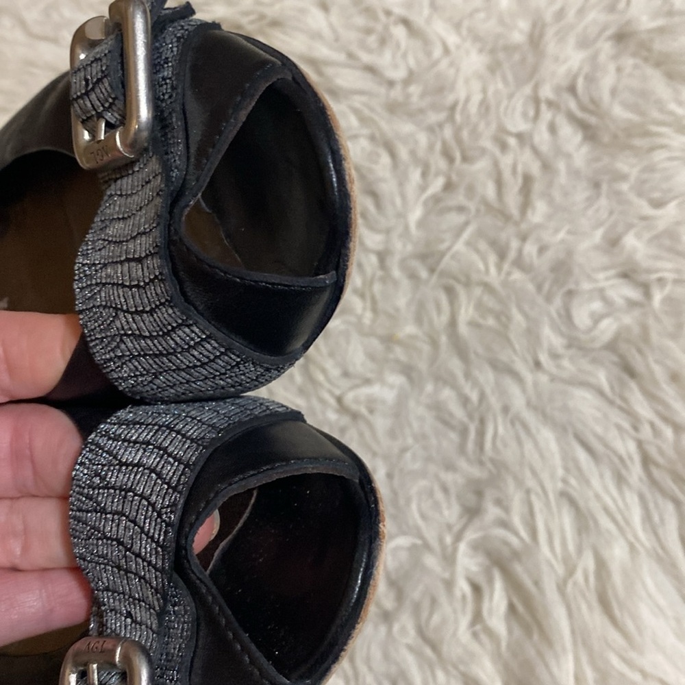 AGL Attilo Giusti Leombruni Peep Toe Leather Ballet Flats Shoes Italy Size 39.5 - Picture 9 of 10
